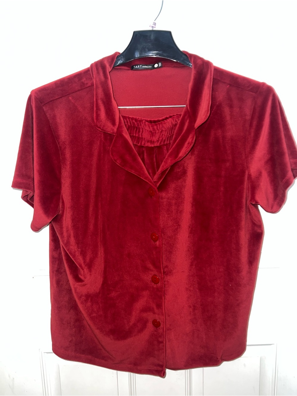 Tart Intimates 2 PC Red/Maroon Velvet Short Pajama Set Sz XL